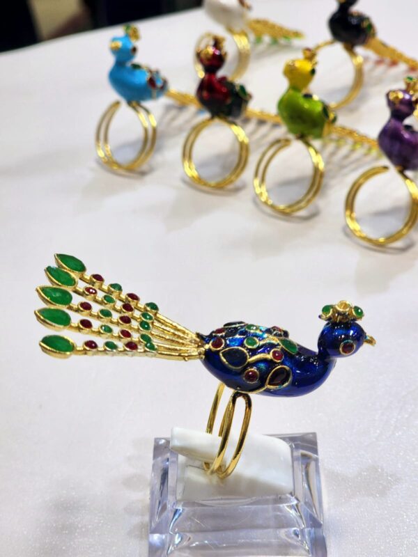 Meenakari Made Peacock Adjustable Ring By Unique Fancy Jewellery Available In Elegant Colors. - Image 18