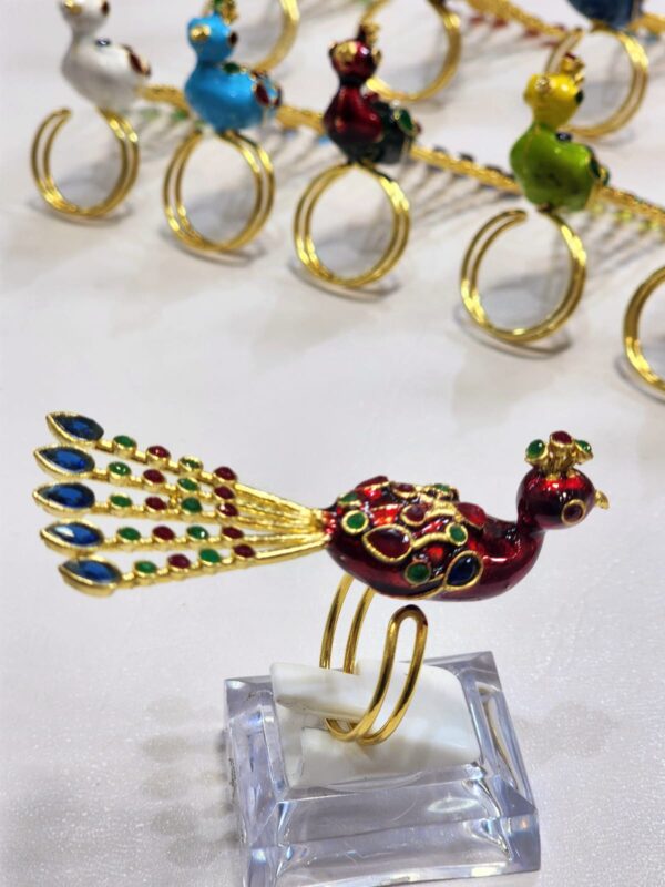 Meenakari Made Peacock Adjustable Ring By Unique Fancy Jewellery Available In Elegant Colors. - Image 17