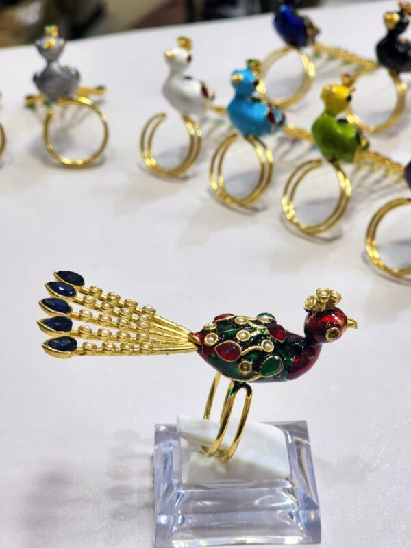 Meenakari Made Peacock Adjustable Ring By Unique Fancy Jewellery Available In Elegant Colors. - Image 16