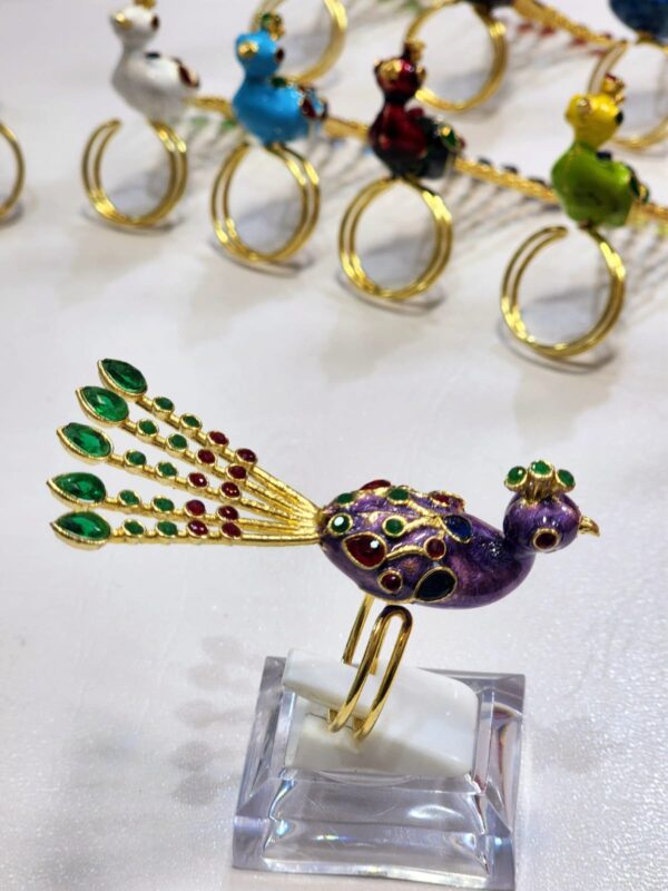 Meenakari Made Peacock Adjustable Ring By Unique Fancy Jewellery Available In Elegant Colors. - Image 12