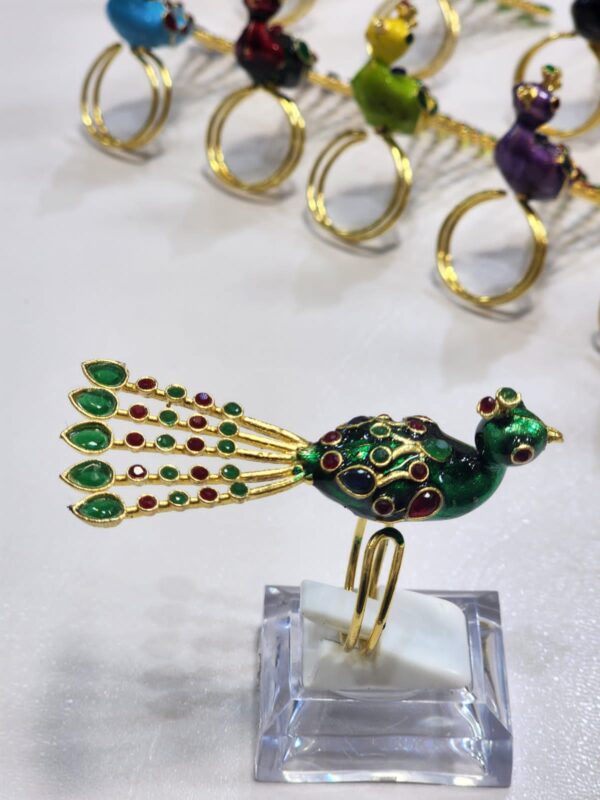 Meenakari Made Peacock Adjustable Ring By Unique Fancy Jewellery Available In Elegant Colors. - Image 13