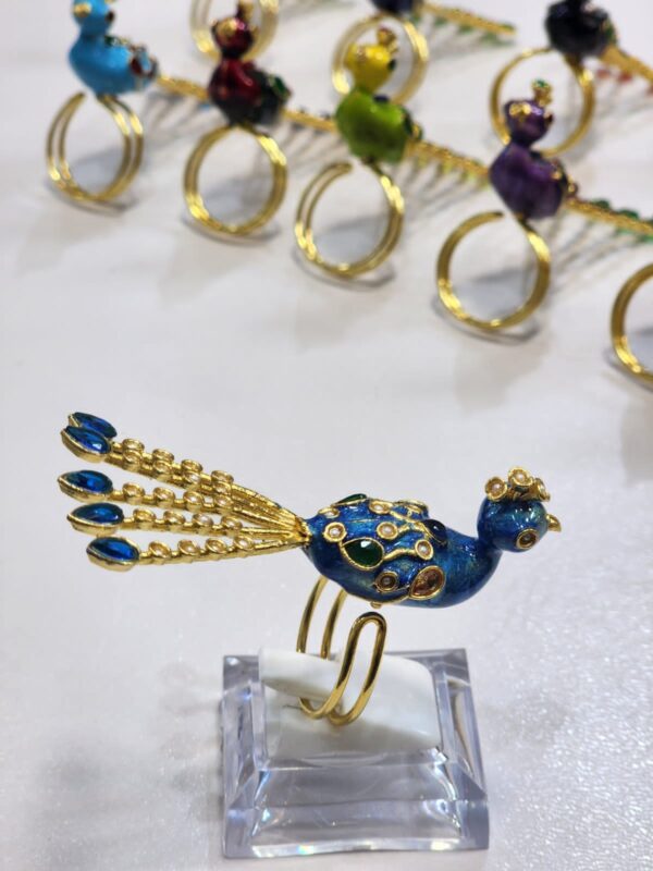 Meenakari Made Peacock Adjustable Ring By Unique Fancy Jewellery Available In Elegant Colors. - Image 11