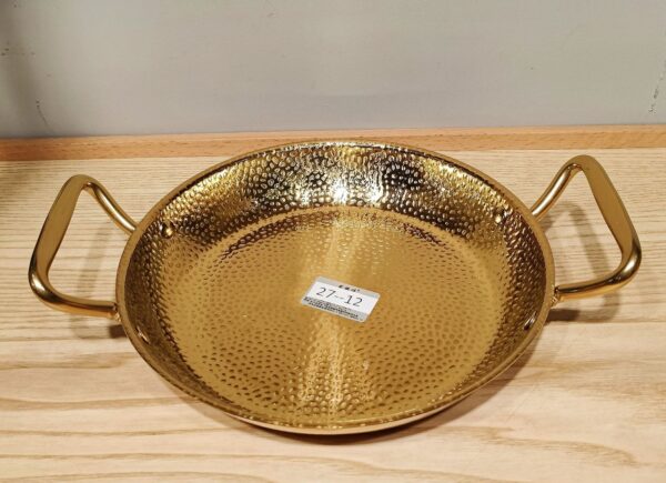 Golden stainless steel flat hammered pan with handle 22cm (27-12)
