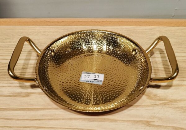 Golden stainless steel flat hammered pan with handle 18cm (27-11)