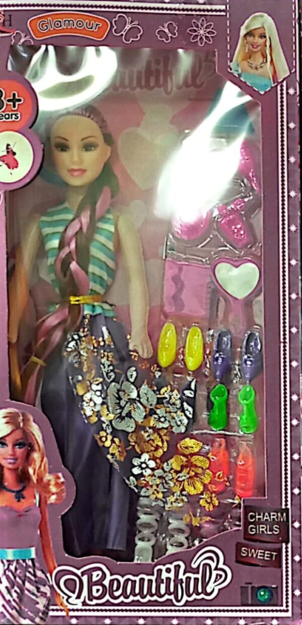 Sweet Fashion Doll with log hair for Kids Play