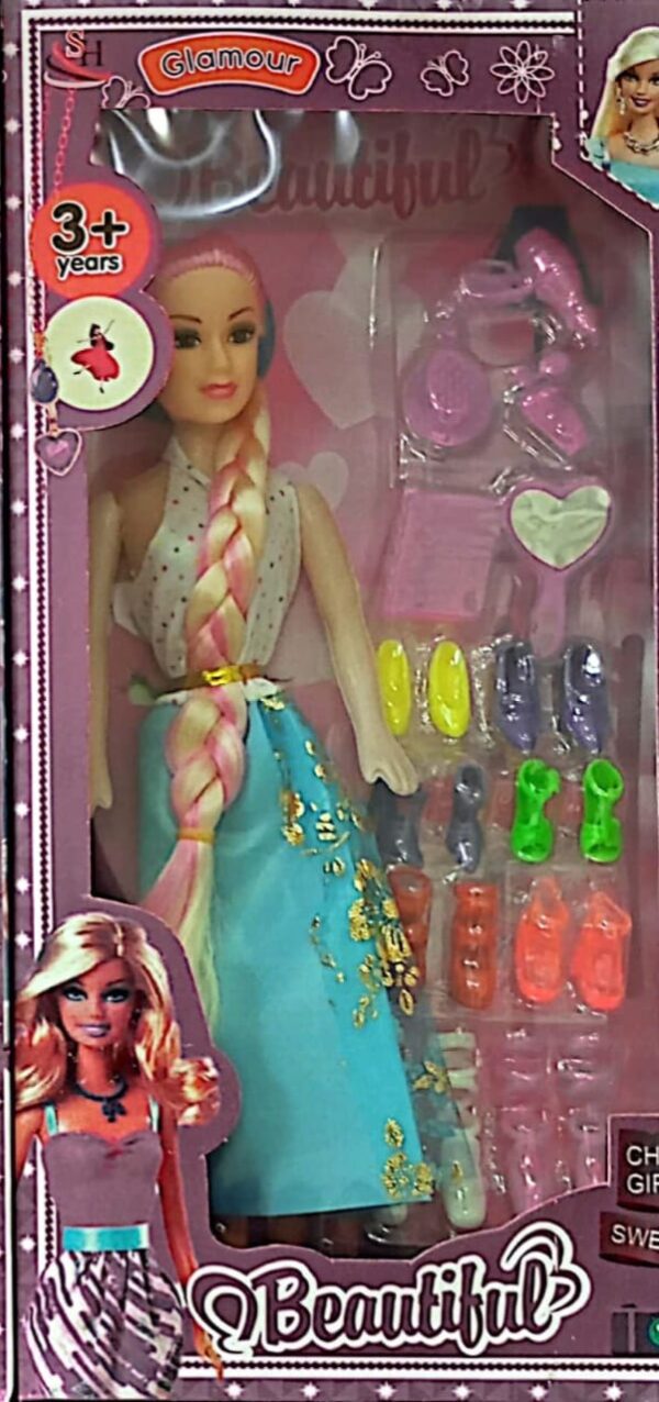 Sweet Fashion Doll in Blue dress for Kids Play
