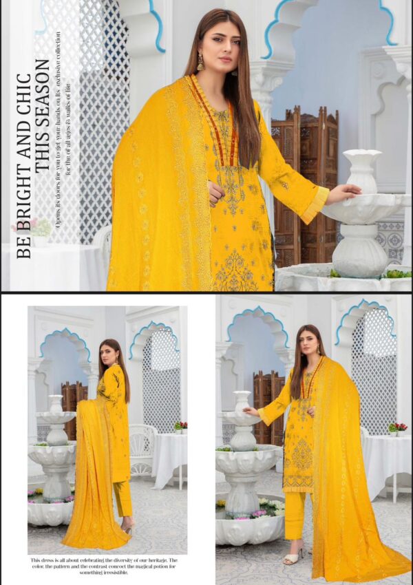 DESIRE Premium Embroidered Lawn Collection By Habib Faisal Arts (Un Stitched) 3 Piece, Vol 4034, New Collection 2025. - Image 3