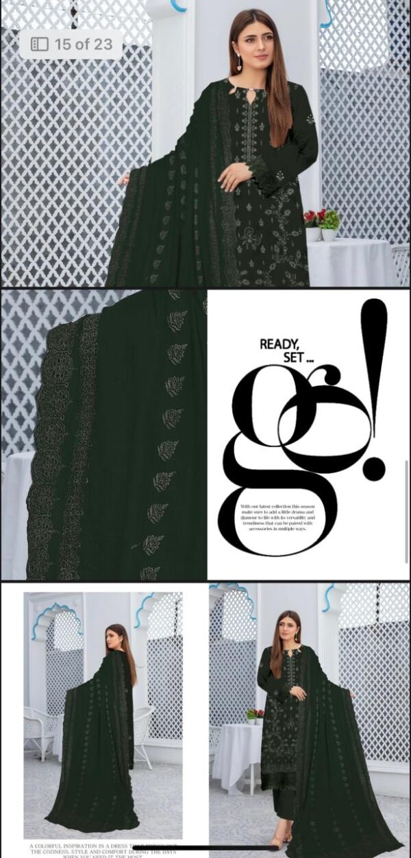 DESIRE Premium Embroidered Lawn Collection By Habib Faisal Arts (Un Stitched) 3 Piece, Vol 4034, New Collection 2025. - Image 5