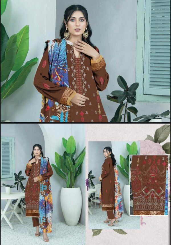 SHANZAY Luxurious Embroidered BANA DORA LAWN Collection By Habib Faisal Arts (Unstitched) 3 Piece, Vol 2024, New Collection 2025. - Image 9