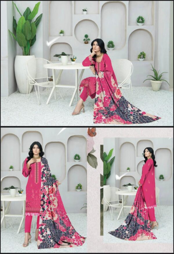 SHANZAY Luxurious Embroidered BANA DORA LAWN Collection By Habib Faisal Arts (Unstitched) 3 Piece, Vol 2024, New Collection 2025. - Image 7