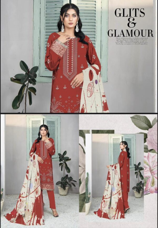 SHANZAY Luxurious Embroidered BANA DORA LAWN Collection By Habib Faisal Arts (Unstitched) 3 Piece, Vol 2024, New Collection 2025. - Image 4