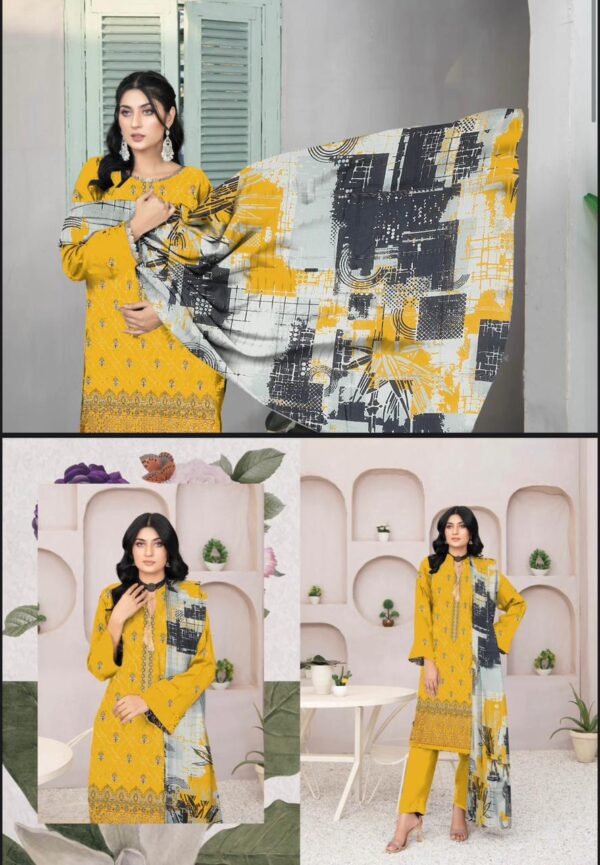 SHANZAY Luxurious Embroidered BANA DORA LAWN Collection By Habib Faisal Arts (Unstitched) 3 Piece, Vol 2024, New Collection 2025. - Image 2