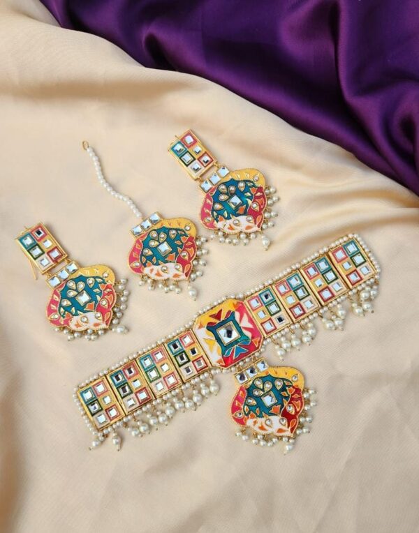 Meenakari Made Choker Set Exclusive By *Unique Fancy Jewelry* - Image 8