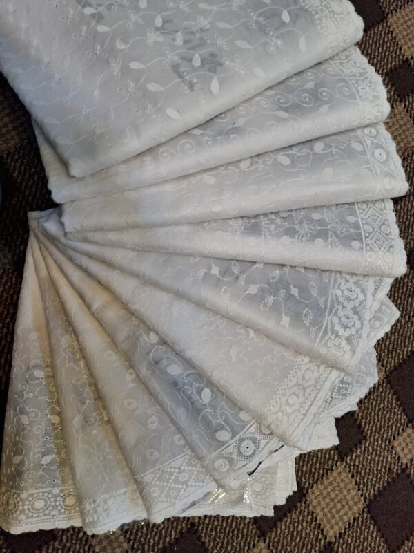 Swiss Shawl with cutwork boarder (white)