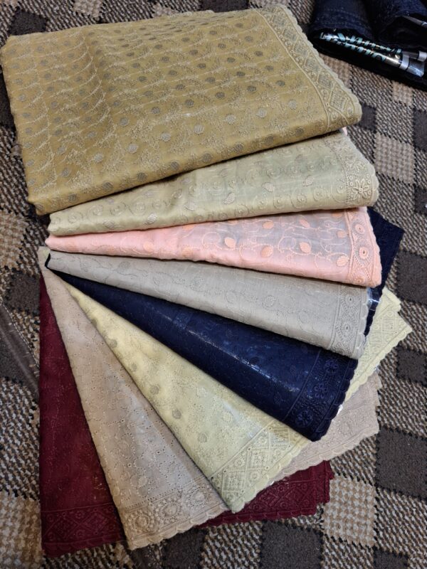 Swiss lawn Shawl with jal cutwork boarder
