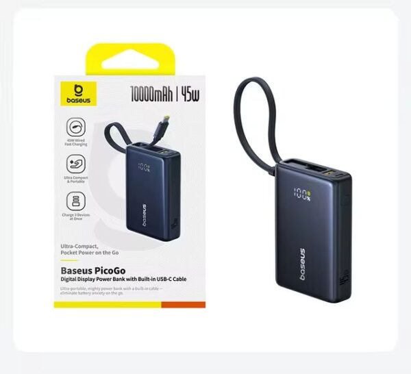 Baseus Picogo Power Bank 45W 10000mAh With Built-in Cable