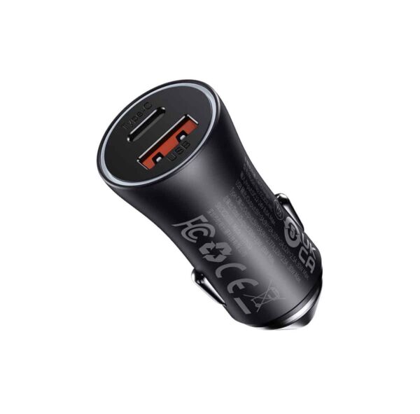 Baseus Golden Contactor Max Dual Fast Charger Car Charger U+C 60W Dark Gray
