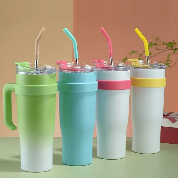 Double Tone Classic Hot/Cool Large Capacity Tumbler Stainless Steel Insulated Water Bottle With Straw - Image 3