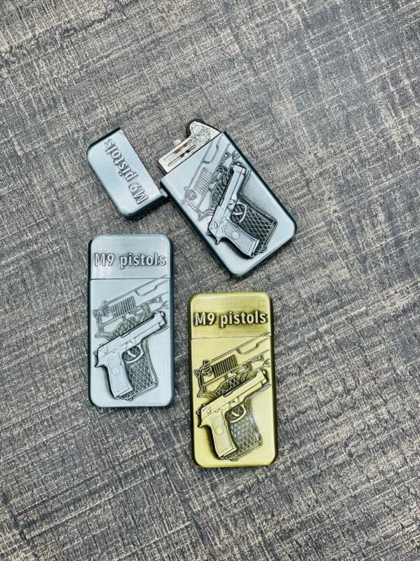 Gun Antique Premium Design Metal Body Flip Top Pocket Lighter