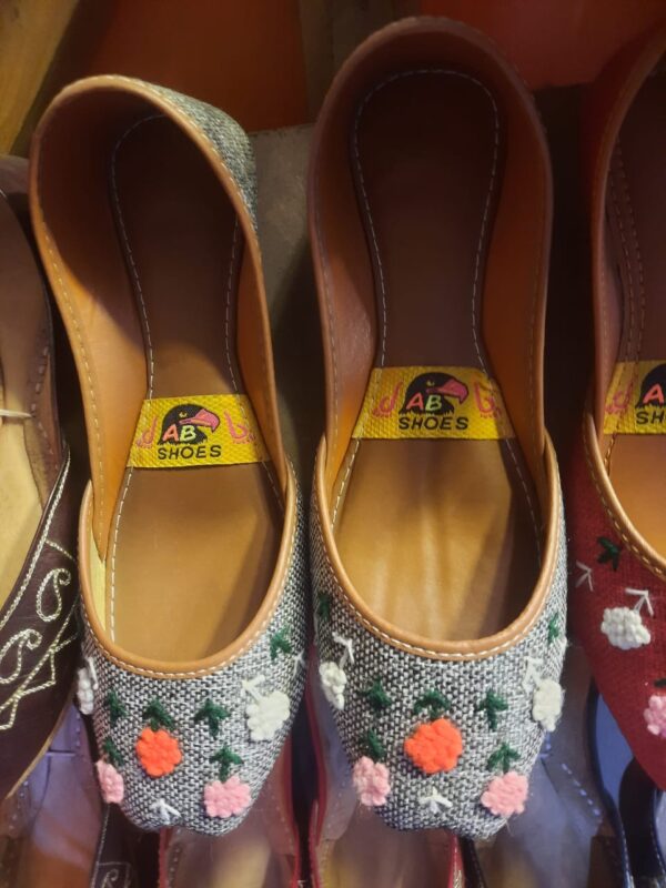 Casually Wearable Khussa with Lovely Floral Embroidery in Pure Leather For Women Available in Different Colors. - Image 10