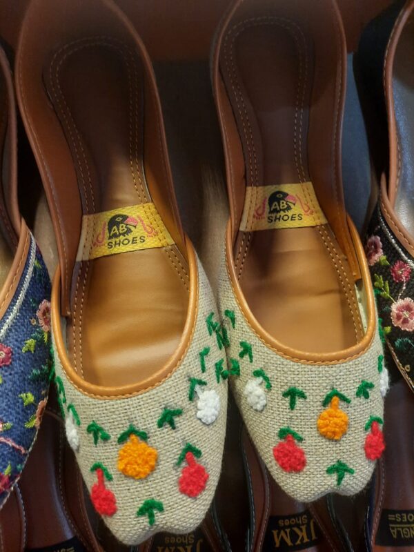 Casually Wearable Khussa with Lovely Floral Embroidery in Pure Leather For Women Available in Different Colors. - Image 9