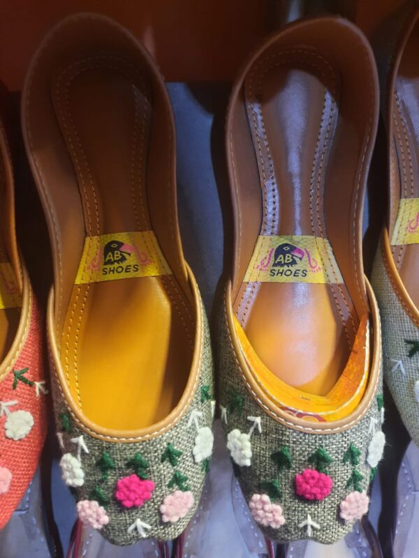 Casually Wearable Khussa with Lovely Floral Embroidery in Pure Leather For Women Available in Different Colors. - Image 8