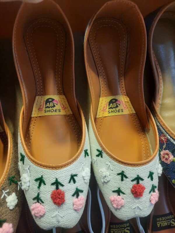 Casually Wearable Khussa with Lovely Floral Embroidery in Pure Leather For Women Available in Different Colors. - Image 7