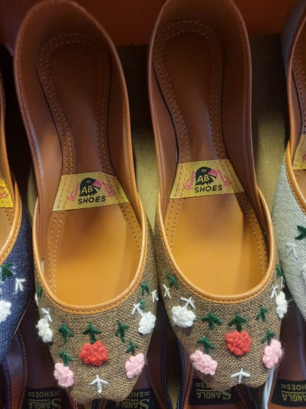 Casually Wearable Khussa with Lovely Floral Embroidery in Pure Leather For Women Available in Different Colors. - Image 6