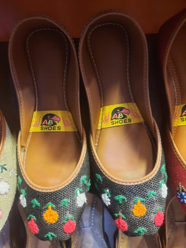Casually Wearable Khussa with Lovely Floral Embroidery in Pure Leather For Women Available in Different Colors. - Image 4