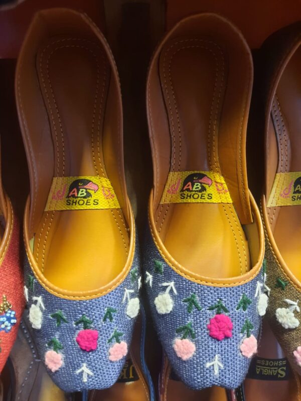 Casually Wearable Khussa with Lovely Floral Embroidery in Pure Leather For Women Available in Different Colors. - Image 3