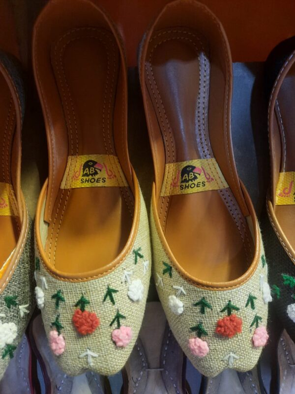 Casually Wearable Khussa with Lovely Floral Embroidery in Pure Leather For Women Available in Different Colors. - Image 2