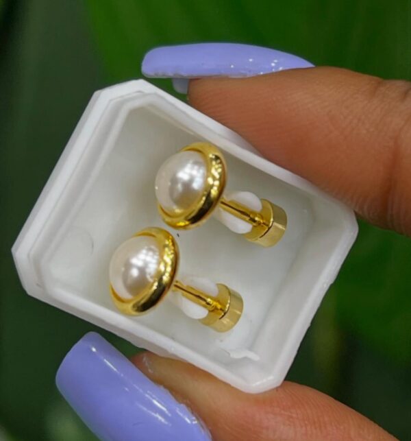 Stainless Steel Rado Tops, Stud Earrings, Party Wear With Stoppers, Pack Of 12 (1 pair). - Image 2