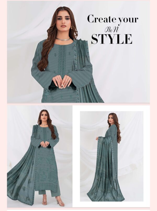 Faria Premium Embroidered Bana Dora Lawn Collection By Habib Faisal Arts (Un Stitched) 3 Piece, Vol 4157, New Collection 2025. - Image 9
