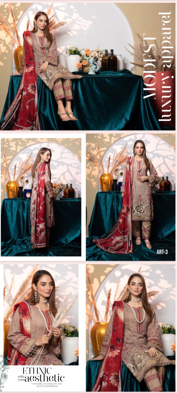 AYAT Collection Luxury Embroidered Lawn Collection By Bhai Moin Fabrics (Un Stitched) 2 Piece, Vol 1204, New Collection 2025. - Image 4