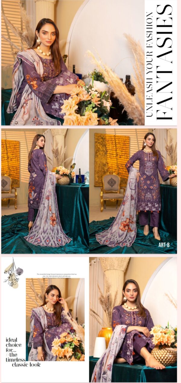 AYAT Collection Luxury Embroidered Lawn Collection By Bhai Moin Fabrics (Un Stitched) 2 Piece, Vol 1204, New Collection 2025. - Image 3