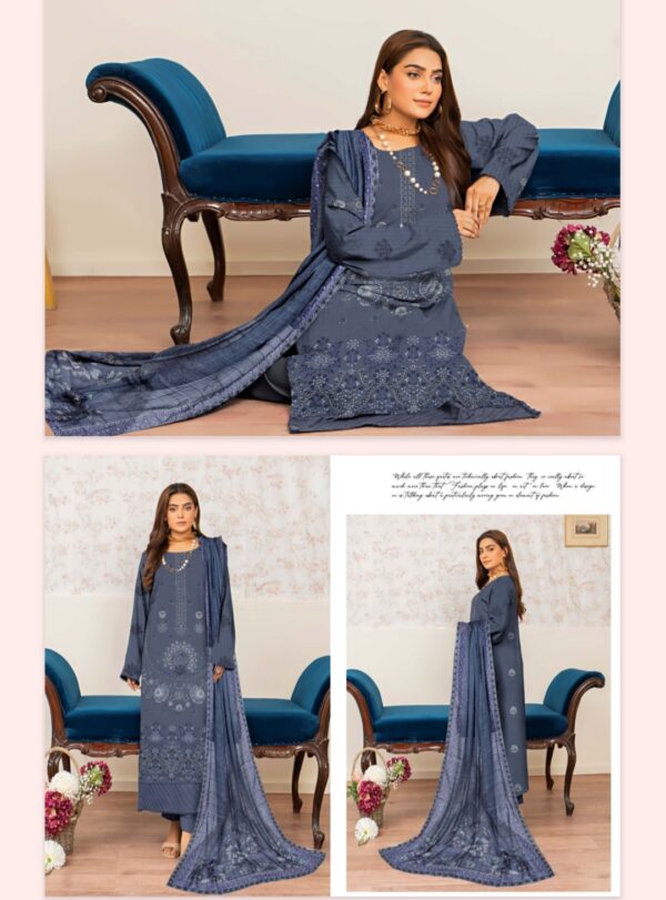 FARIA Premium Embroidered Bana Dora Lawn Collection By Habib Faisal Arts (Un Stitched) 3 Piece, Vol 4168, New Collection 2025. - Image 7