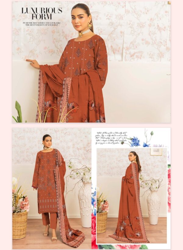 FARIA Premium Embroidered Bana Dora Lawn Collection By Habib Faisal Arts (Un Stitched) 3 Piece, Vol 4168, New Collection 2025. - Image 6