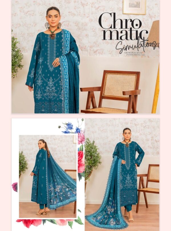 FARIA Premium Embroidered Bana Dora Lawn Collection By Habib Faisal Arts (Un Stitched) 3 Piece, Vol 4168, New Collection 2025. - Image 5