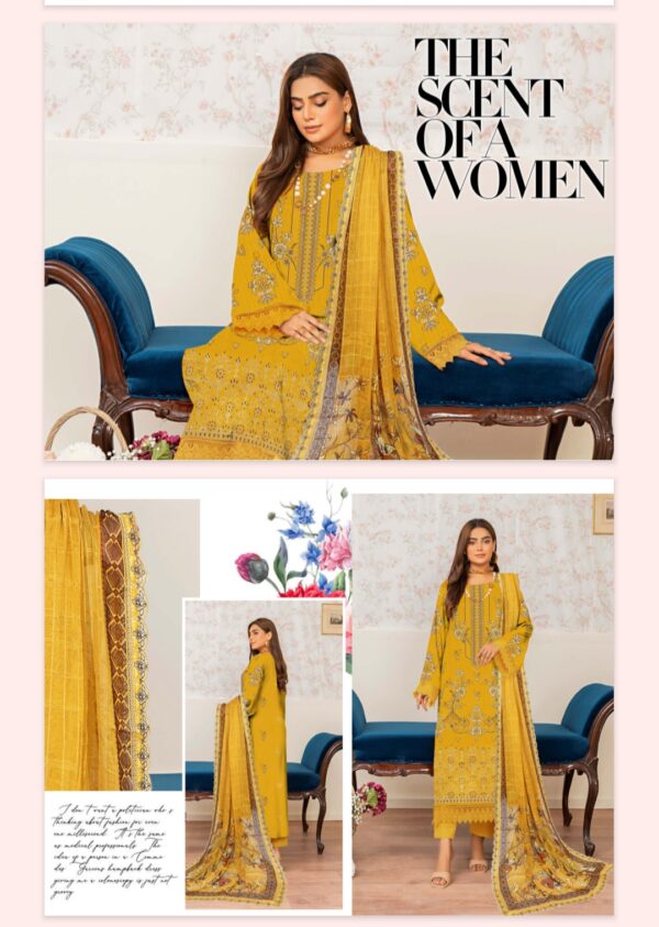 FARIA Premium Embroidered Bana Dora Lawn Collection By Habib Faisal Arts (Un Stitched) 3 Piece, Vol 4168, New Collection 2025. - Image 4