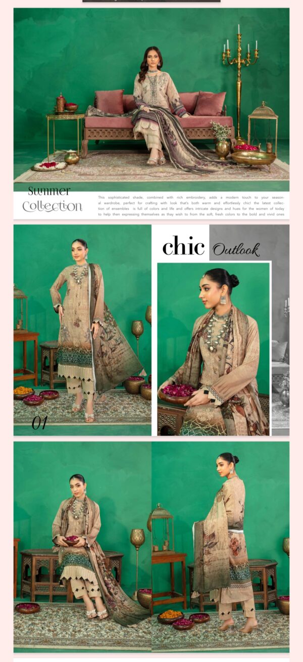 Embellish Lawn Collection By AALAYA (Un Stitched) 3 Piece, Vol 01, New Collection 2025. - Image 2
