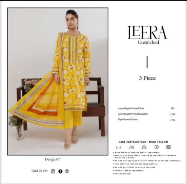 LEERA Lawn (Un Stitched) 3 Piece, New Collection 2025. - Image 6