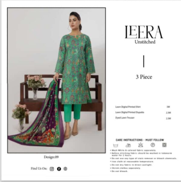 LEERA Lawn (Un Stitched) 3 Piece, New Collection 2025. - Image 4