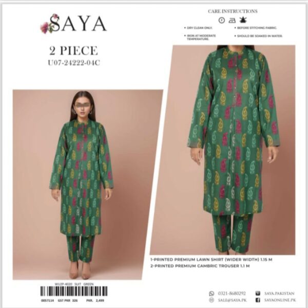 SAYA Allover Lawn (Un Stitched) 2 Piece, New Collection 2025. - Image 8