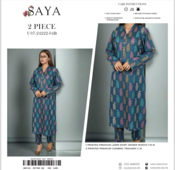 SAYA Allover Lawn (Un Stitched) 2 Piece, New Collection 2025. - Image 7