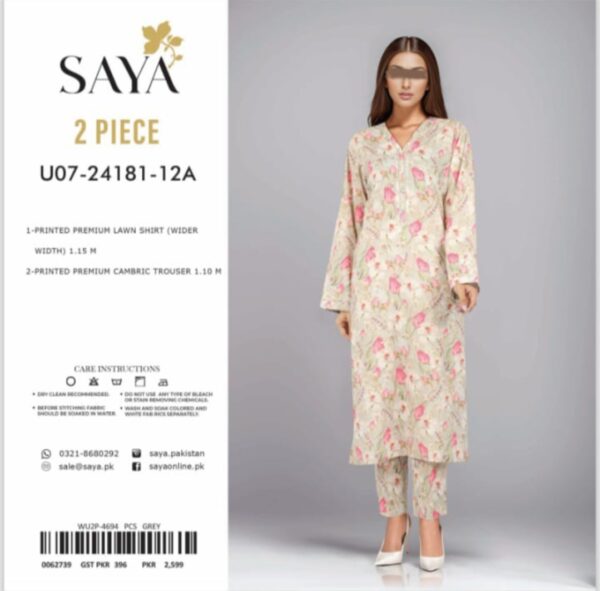 SAYA Allover Lawn (Un Stitched) 2 Piece, New Collection 2025. - Image 9