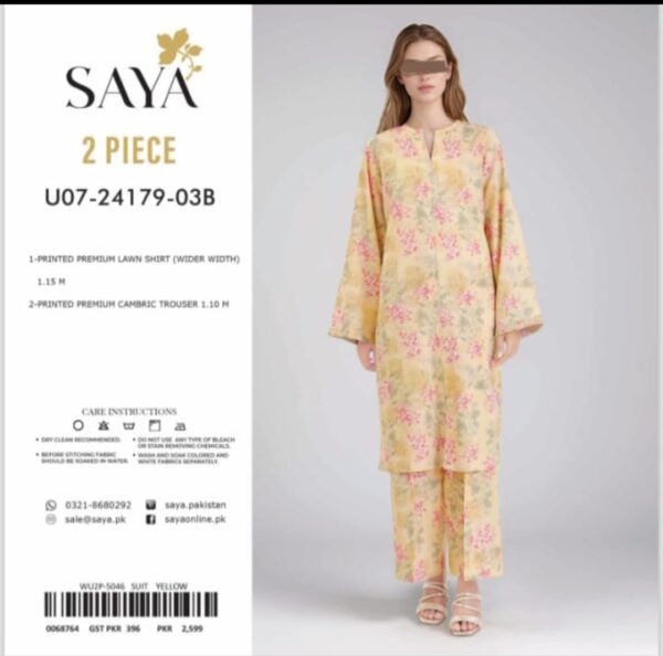 SAYA Allover Lawn (Un Stitched) 2 Piece, New Collection 2025. - Image 6