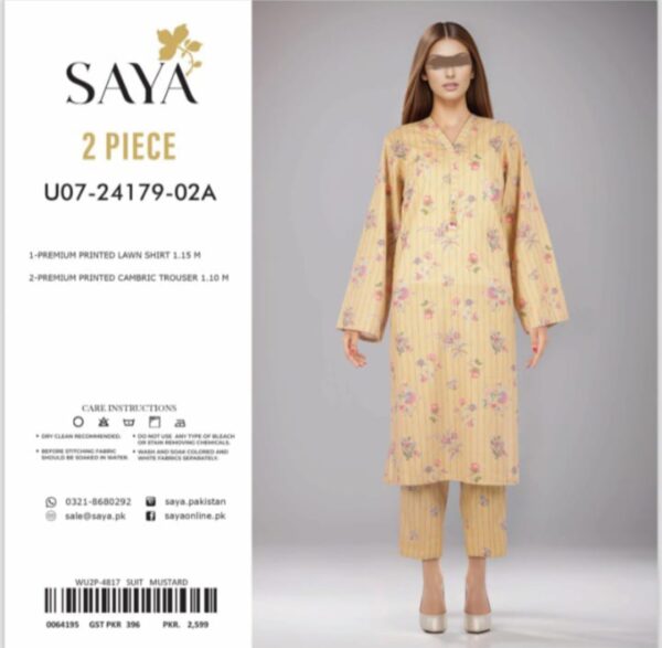 SAYA Allover Lawn (Un Stitched) 2 Piece, New Collection 2025. - Image 5