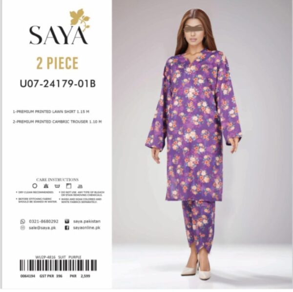 SAYA Allover Lawn (Un Stitched) 2 Piece, New Collection 2025. - Image 4