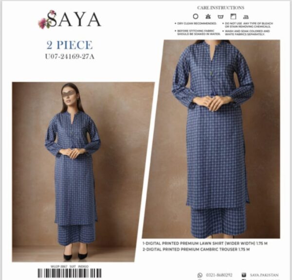 SAYA Allover Lawn (Un Stitched) 2 Piece, New Collection 2025. - Image 2
