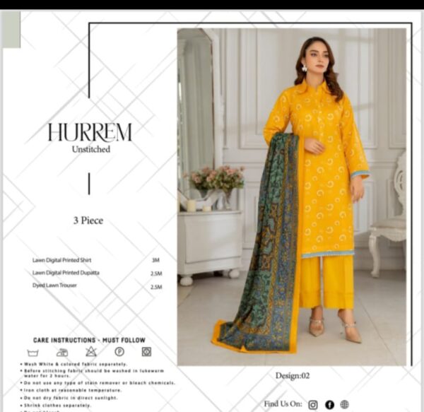 HURREM Lawn (Un Stitched) 3 Piece, New Collection 2025. - Image 13